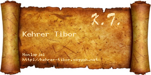 Kehrer Tibor névjegykártya